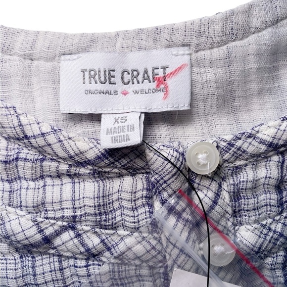 True Craft Blue and White Smocked Ruffled Blouse - Picture 5 of 10